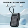 20000mAh Solar Power Bank with Flashlight Outdoor Portable Charger 4 Outputs LED Lights for Camping Emergency