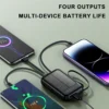 20000mAh Solar Power Bank with Flashlight Outdoor Portable Charger 4 Outputs LED Lights for Camping Emergency