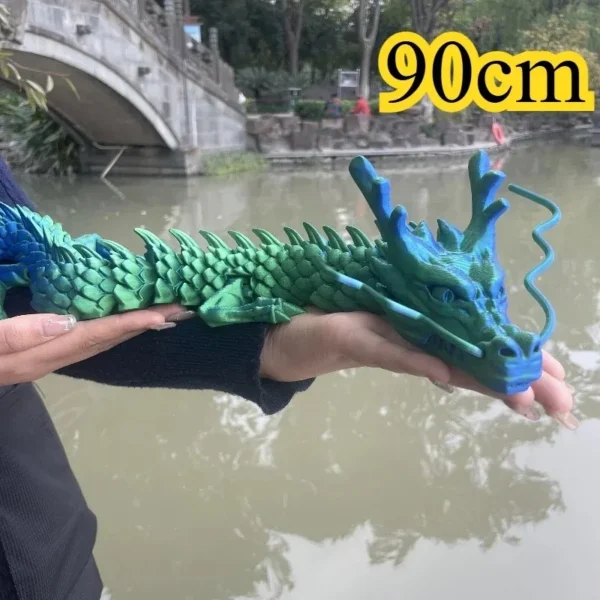 90cm Huge 3D Printed Joint Mobility Loong Figurines Ornaments Creative Dragon Plants Rockery Fish Tank Landscaping Decoration