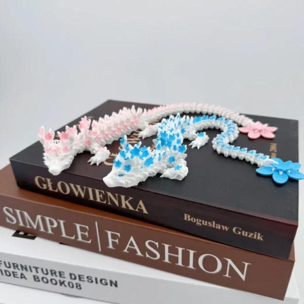 15/25cm 3D Printed Love Cherry Blossom Dragon Movable Joint Dragon Model Gifts Home Office Desktop Ornament Landscape Craft