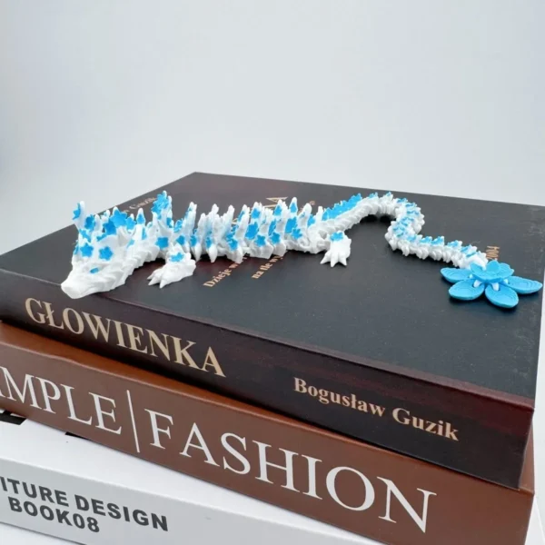 15/25cm 3D Printed Love Cherry Blossom Dragon Movable Joint Dragon Model Gifts Home Office Desktop Ornament Landscape Craft