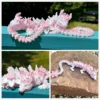 15/25cm 3D Printed Love Cherry Blossom Dragon Movable Joint Dragon Model Gifts Home Office Desktop Ornament Landscape Craft