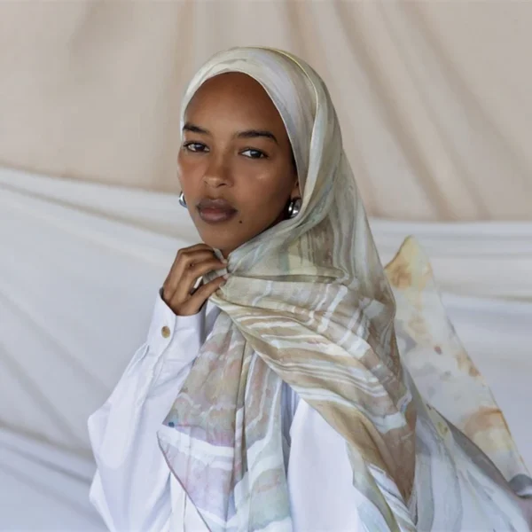 S0a494700e36843478d25bf0b707c6bd4T.webp Watercolor Print Hijab Muslim Marble scarf Soft Breathable Sun Protection Lightweight Summer beach Wrap for Women