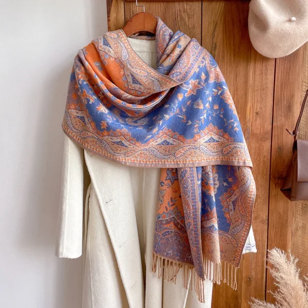 S1a41c8d5db8440b38e1ded47674ae53b5.webp 2023 New Fashion Winter Warm Thick Soft Cashmere Luxury Brand Jacquard Scarf Women Neckerchief Bandana Shawl Headband Bufanda