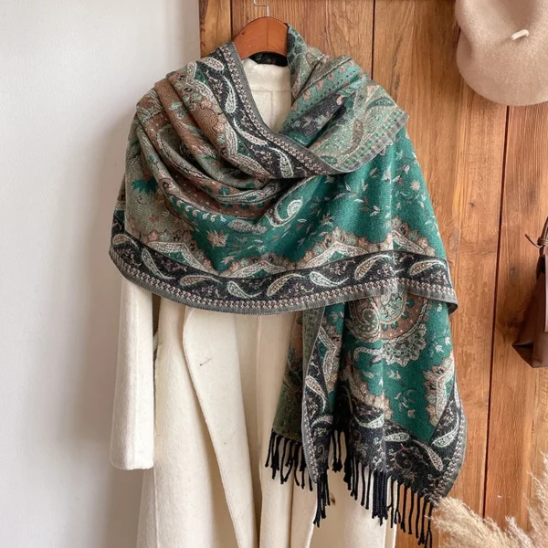 S2769c4d234434a188dc5e5cabba33b19k.webp 2023 New Fashion Winter Warm Thick Soft Cashmere Luxury Brand Jacquard Scarf Women Neckerchief Bandana Shawl Headband Bufanda
