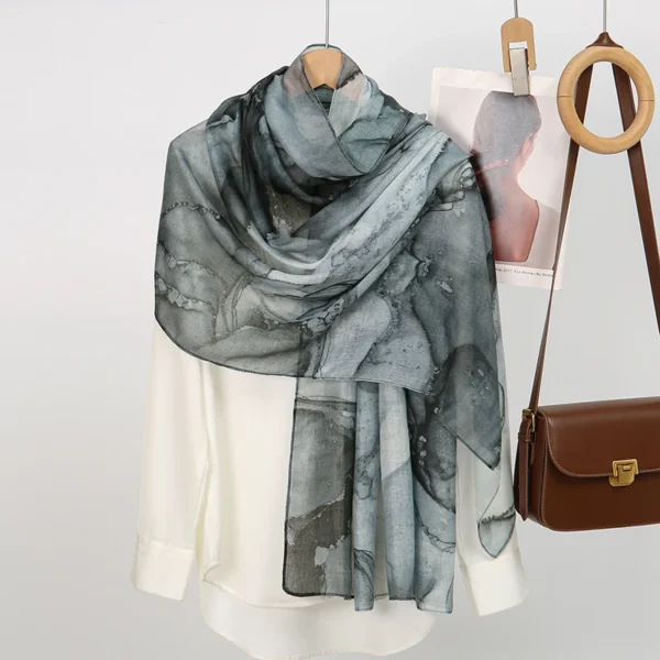 S7e838ac02ad64cb8a8e19858b32a4f54y.webp Watercolor Print Hijab Muslim Marble scarf Soft Breathable Sun Protection Lightweight Summer beach Wrap for Women