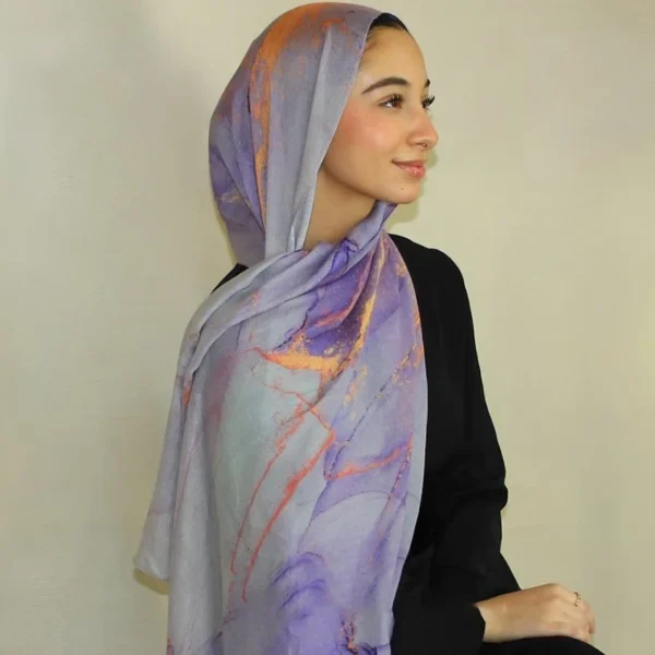 S7fc7b515bf5a457d9d49e1110fc7f65bJ.webp Watercolor Print Hijab Muslim Marble scarf Soft Breathable Sun Protection Lightweight Summer beach Wrap for Women