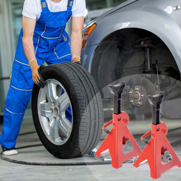 3c09b9d1-a8b9-45c8-a4d4-19a3a585ba67.jpg 2Pcs Axle Stands FloorJack Heavy Duty Lifting 3 Ton Capacity Stand Car Carava