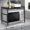 2 Tier Iron Microwave Oven Rack Stand Storage Holder Kitchen Corner Shelf Black