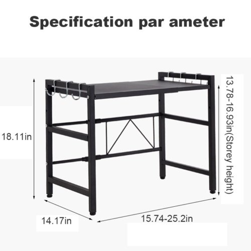 2 Tier Iron Microwave Oven Rack Stand Storage Holder Kitchen Corner Shelf Black
