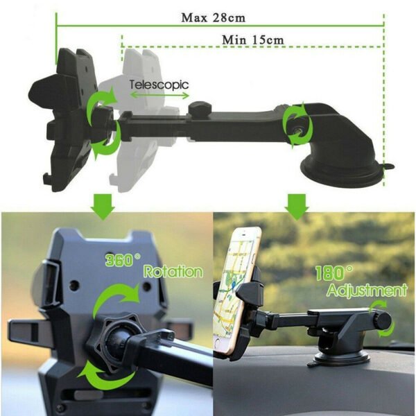 6b0f0461-01ab-4302-966f-7d7a21661f1f.jpg 360 Rotatable In Car Suction Phone Holder Dashboard Windscreen Universal Mount