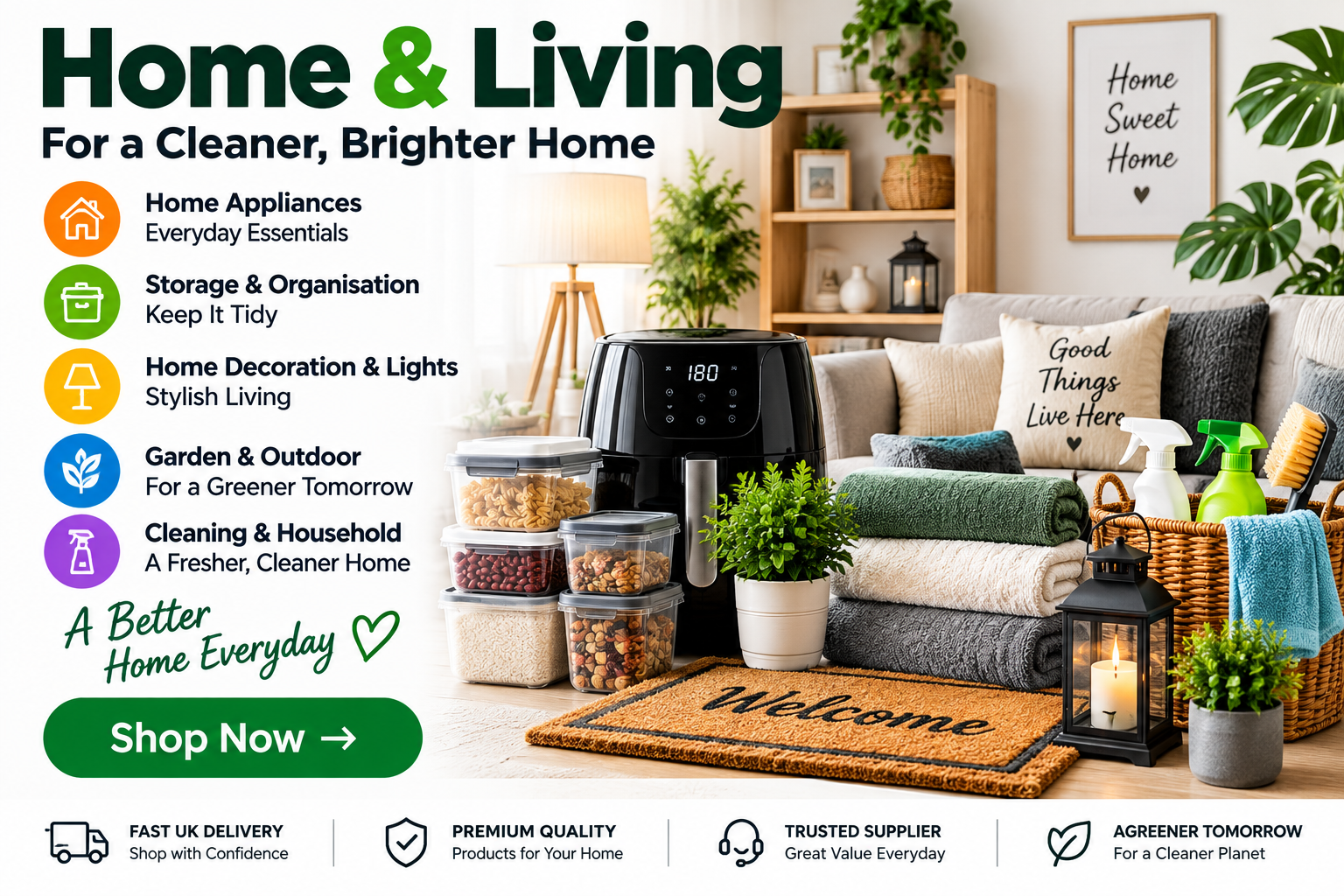 Home & Living – Home Appliances, Storage, Home Decoration, Garden and Cleaning Products