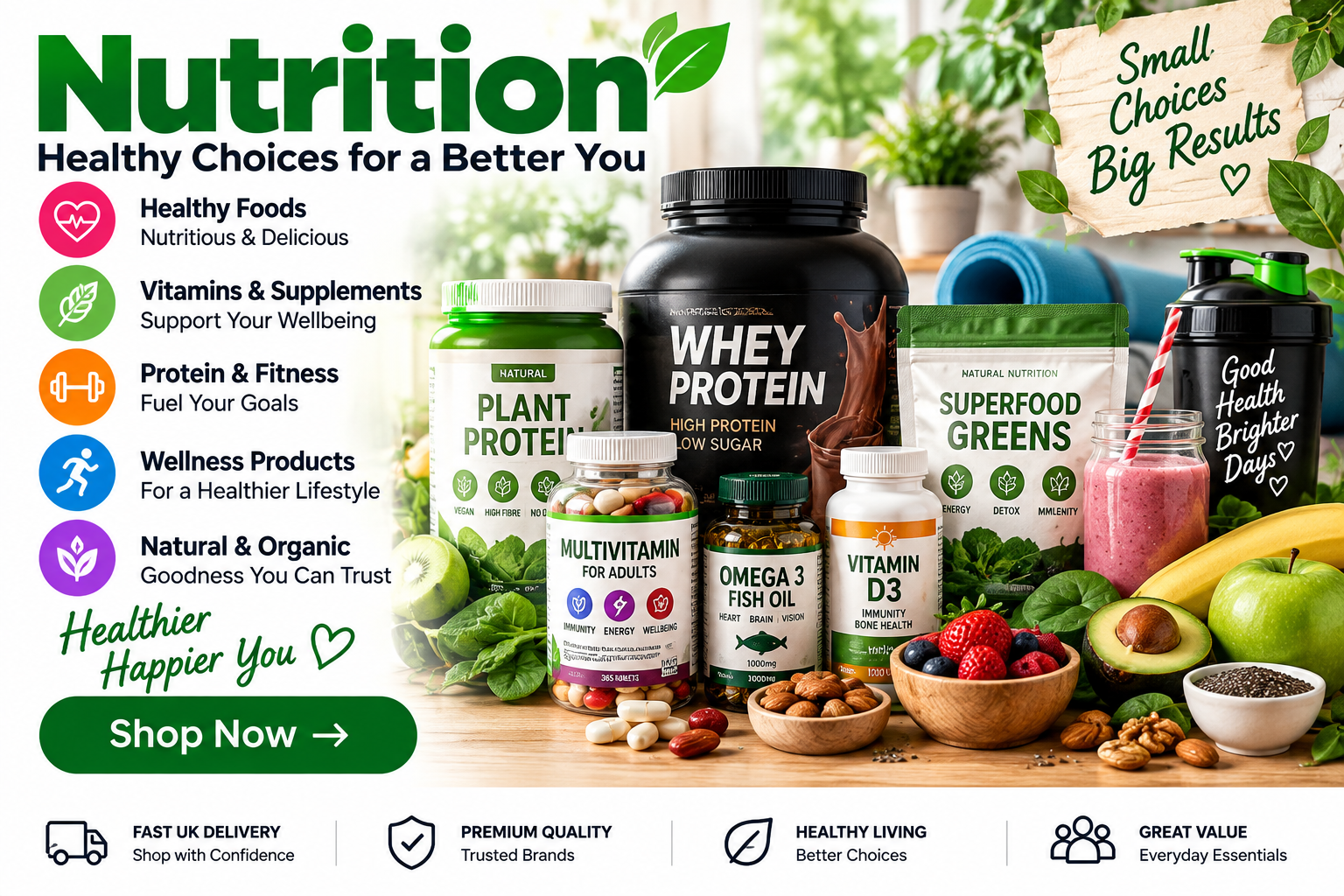 Nutrition products including protein powder, vitamins, supplements, superfoods and healthy foods – SuperSaverTech UK