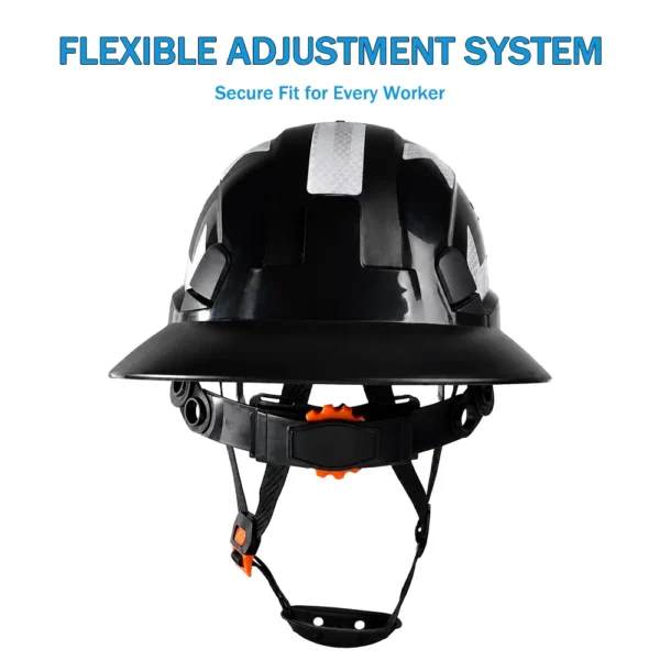 ANSI Full Brim Safety Helmet with Goggles Reflective Stickers HDPE Lightweight Sunshade Breathable Vented Construction Hard Hat