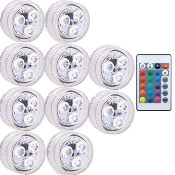 16 Colour LED Underwater Lights with Remote – Battery Operated RGB Party Lights