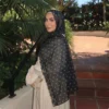 Muslim Women Light Pink Floral Print Hijab Scarf White Lace Edge Chiffon Breathable Headscarf Elegant Islamic Head Wrap