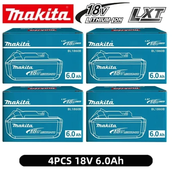 S162cf1c3f374478c9635086284b7c8a8m.webp Makita 18V High‑Capacity 6.0Ah Lithium‑ion Battery Fit BL1860B BL1850B BL1840 BL1830 BL1815 Cordless Power Drill Battery Pack