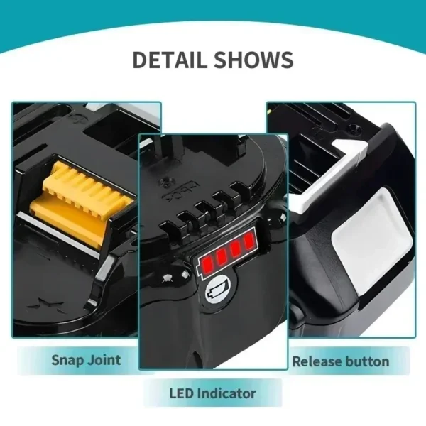 S1cab20d10cbc4ef39ccb7742649e4cb5w.webp Makita 18V High‑Capacity 6.0Ah Lithium‑ion Battery Fit BL1860B BL1850B BL1840 BL1830 BL1815 Cordless Power Drill Battery Pack