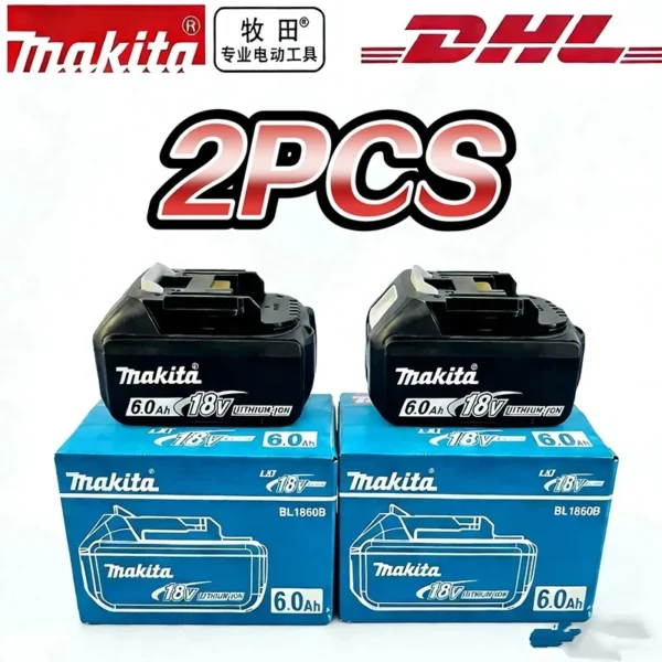 S1db7a950580641f99924cb5f2656c2b7j.webp Makita 18V High‑Capacity 6.0Ah Lithium‑ion Battery Fit BL1860B BL1850B BL1840 BL1830 BL1815 Cordless Power Drill Battery Pack