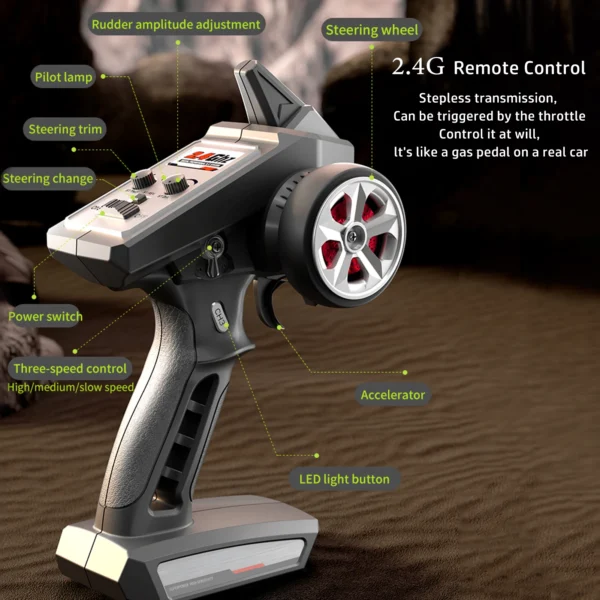 1:14 4WD RC Off-Road Truck – 65KM/H High-Speed Waterproof Remote Control Car with LED Lights