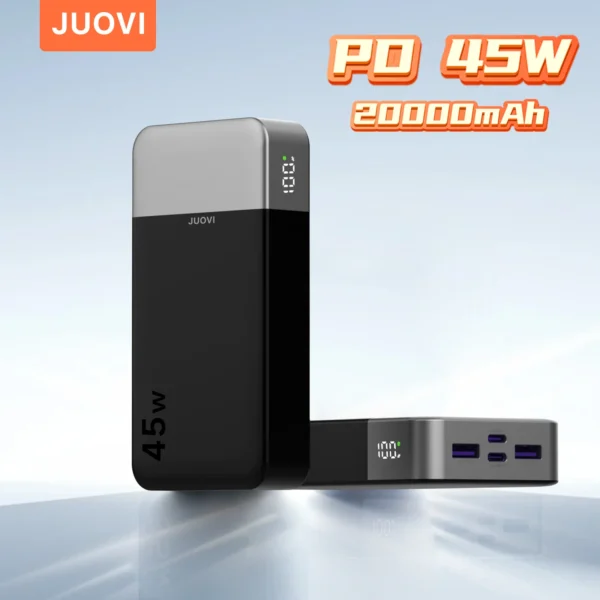 JUOVI 45W 20000mAh Power Bank – Fast Charging Portable Charger for iPhone & Samsung