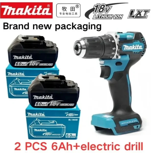 S3d63163e14634a9584edbd484dac3399R.webp Makita 18V High‑Capacity 6.0Ah Lithium‑ion Battery Fit BL1860B BL1850B BL1840 BL1830 BL1815 Cordless Power Drill Battery Pack