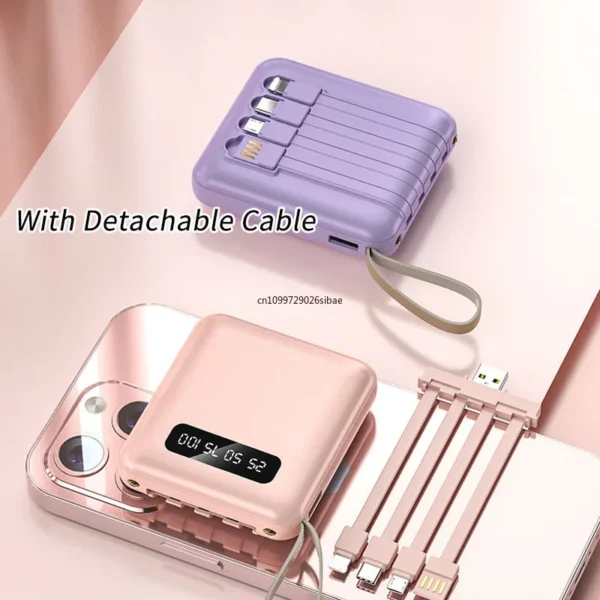 S52ed43a68ba447f096c256c9f12bdf36w.webp 20000mAh Mini Power Bank Fast Charge Portable External Battery Charger Powerbank with 4 Cables for iPhone Samsung Huawei Xiaomi