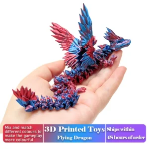 S58a3d2960a5143e6a684e5424015f1b5e.webp 3D Printed Dragon Toy with Movable Wings – Flexible Articulated Dragon