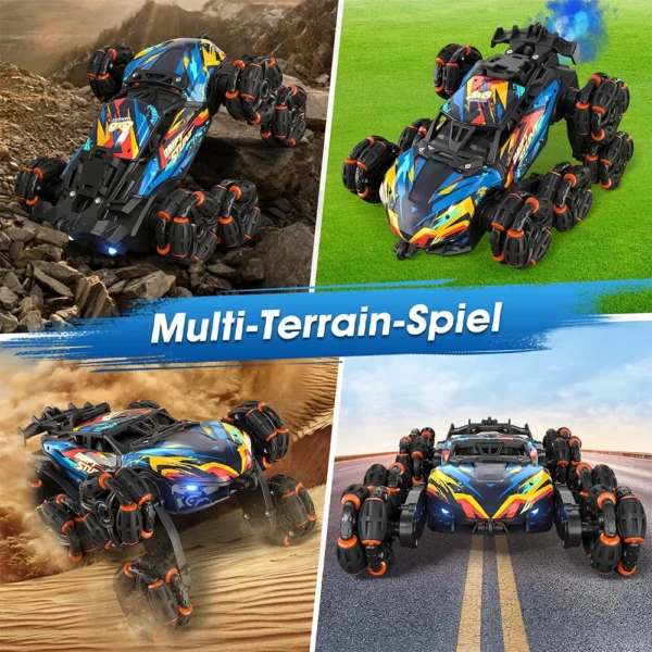 2.4GHz 8-Wheel RC Stunt Car – Off-Road Rock Crawler with Gesture Control, Spray, Lights & Music