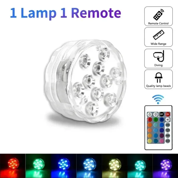 16 Colour LED Underwater Lights with Remote – Battery Operated RGB Party Lights