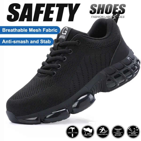 Comfortable Men's Safety Shoes Durable Men's Work Shoes Anti Smash Puncture Proof Factory Grade Outdoor Construction Footwear
