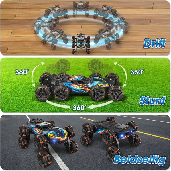 2.4GHz 8-Wheel RC Stunt Car – Off-Road Rock Crawler with Gesture Control, Spray, Lights & Music