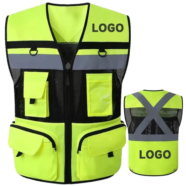 Multi Functional Work Vest Breathable Construction Worker Working Clothes Hi Vis Vest Workwear for Men Women