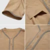 Muslim Men Jubba Thobe Solid Color Button Kimono Middle Robe Saudi Musulman Shirt Stand Collar Islamic Arabic Kaftan Men Abaya