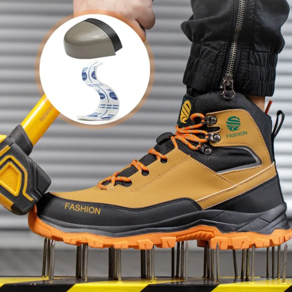 High-Top Safety Boots Men Indestructible Steel Toe Work Boots Anti-Smash Puncture-Proof Safety Shoes Men Work Shoes