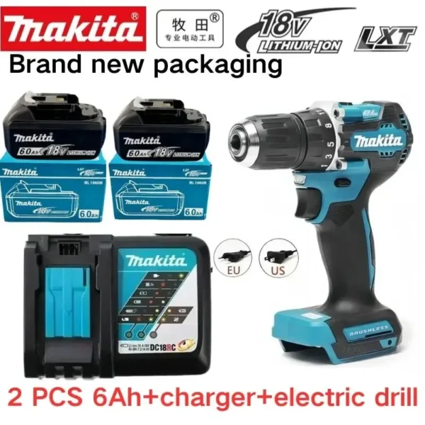 S814f73ca4e96436ca8f0dbf7ad2a9030E.webp Makita 18V High‑Capacity 6.0Ah Lithium‑ion Battery Fit BL1860B BL1850B BL1840 BL1830 BL1815 Cordless Power Drill Battery Pack