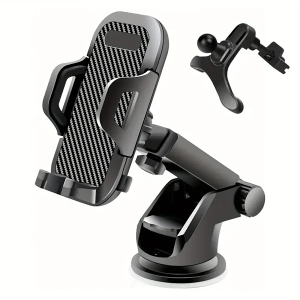 2-in-1 Car Phone Mount | Long-Arm Suction Cup Holder | Air Vent Clip Mount | Hands-Free Phone Stand | Universal Car Phone Holder for Smartphones