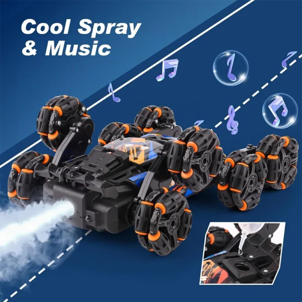 2.4GHz 8-Wheel RC Stunt Car – Off-Road Rock Crawler with Gesture Control, Spray, Lights & Music