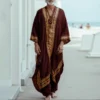 INCERUN Men Jubba Thobe Printing Patchwork V Neck Long Sleeve Male Robes Muslim Kaftan Loose 2025 Arab Casual Men Caftan Abaya