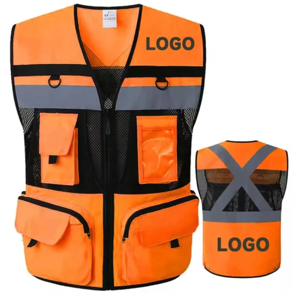 Multi Functional Work Vest Breathable Construction Worker Working Clothes Hi Vis Vest Workwear for Men Women