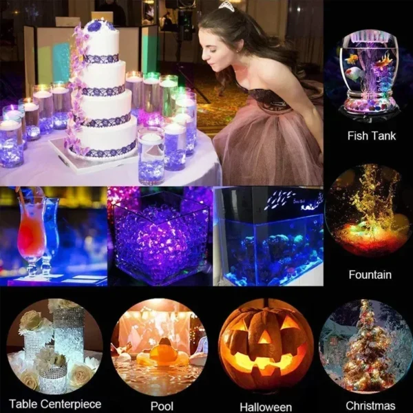 16 Colour LED Underwater Lights with Remote – Battery Operated RGB Party Lights