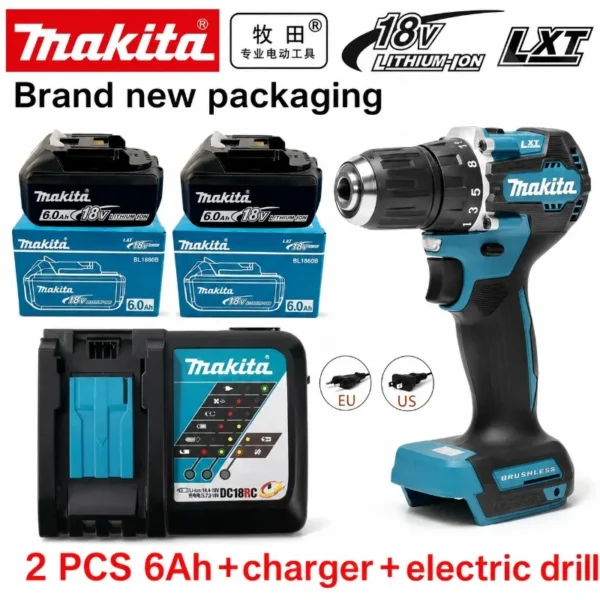 Sa3f87add94694f2a98d3f591fcd289f0p.webp Makita 18V High‑Capacity 6.0Ah Lithium‑ion Battery Fit BL1860B BL1850B BL1840 BL1830 BL1815 Cordless Power Drill Battery Pack