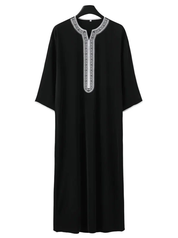 Sb0da49991b9c48a29d19ca8aaec8af33L.webp Muslim Men Long Robe Jubba Thobe Embroidery Abaya Saudi Prayer Dishdasha Ramadan Dubai Islamic Abayas Gown 2025 Morocco Kaftan
