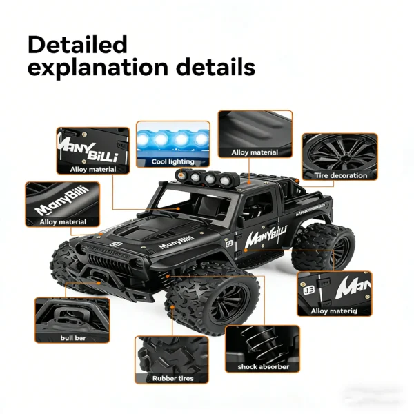 1:16 RC Jeep Racing Car – 2.4GHz High-Speed Drift Car with LED Lights for Kids
