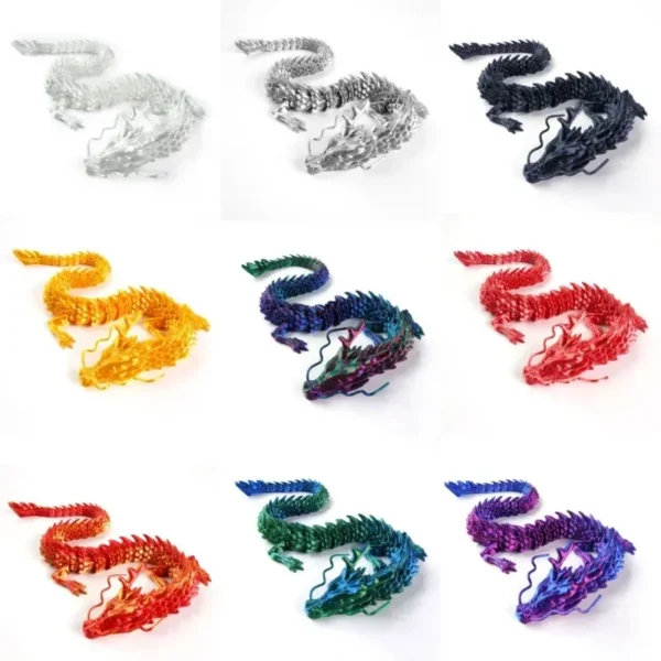 30cm 3D Printed Conjoined Dragon – Flexible Articulated Dragon Ornament