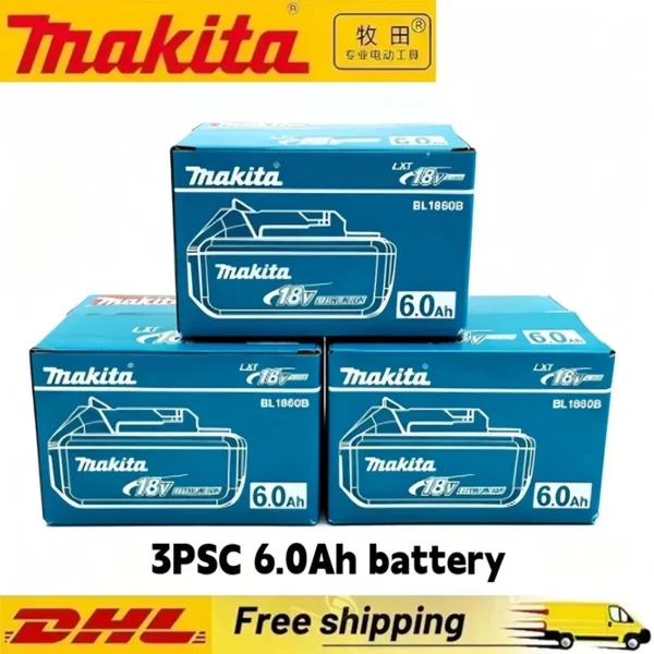 Sd226d8f624d4490ca982117174fb407dD.webp Makita 18V High‑Capacity 6.0Ah Lithium‑ion Battery Fit BL1860B BL1850B BL1840 BL1830 BL1815 Cordless Power Drill Battery Pack