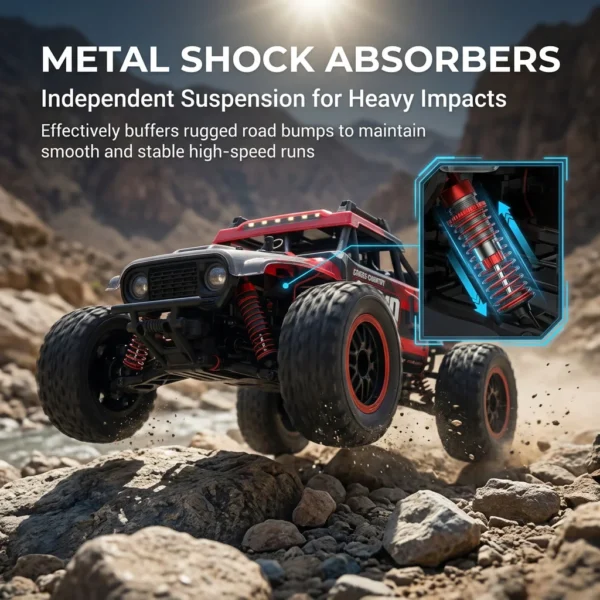 1:14 4WD RC Off-Road Truck – 65KM/H High-Speed Waterproof Remote Control Car with LED Lights