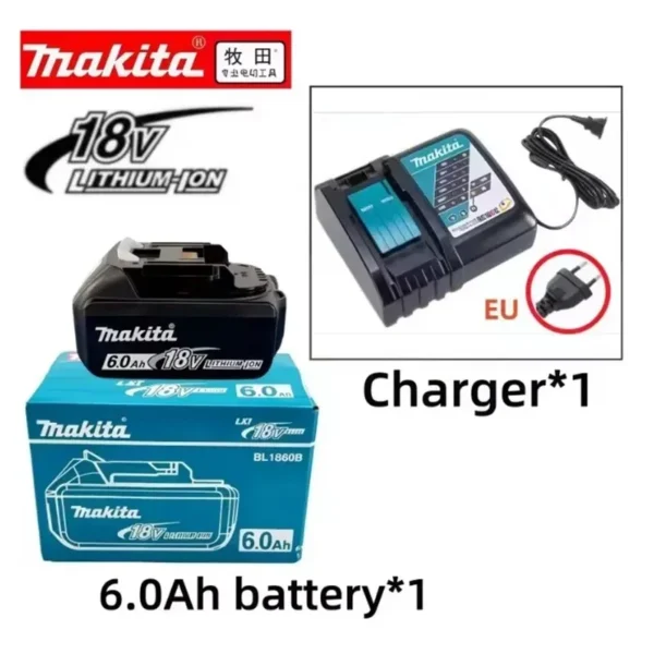 Sdadaea55c6dd4962906a6f6402169d0bD.webp Makita 18V High‑Capacity 6.0Ah Lithium‑ion Battery Fit BL1860B BL1850B BL1840 BL1830 BL1815 Cordless Power Drill Battery Pack