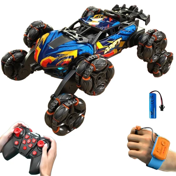 2.4GHz 8-Wheel RC Stunt Car – Off-Road Rock Crawler with Gesture Control, Spray, Lights & Music