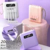 Sfd14698f8de341bbaacece8f5e058224N.webp 20000mAh Mini Power Bank Fast Charge Portable External Battery Charger Powerbank with 4 Cables for iPhone Samsung Huawei Xiaomi